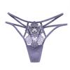 French Light Luxury Hollowed-out Thong Female Temptation Hot Diamond Embroidery Perspective Interwoven Thin Strap Sexy Underwear