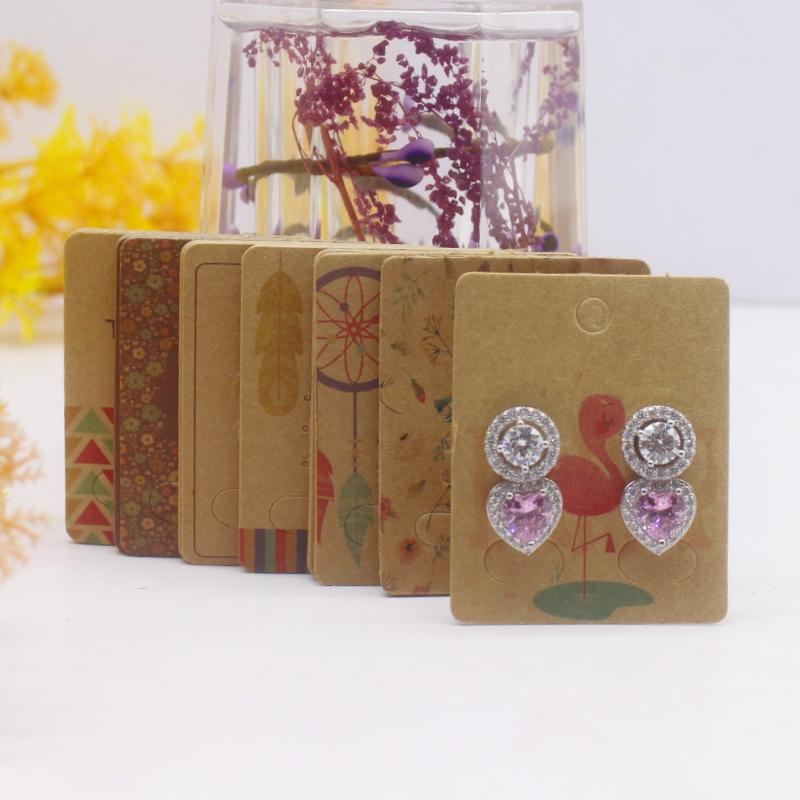 100 шт. Новая крафт-бумага для сережек 5x4 см Упаковочная карта для украшений ручной работы