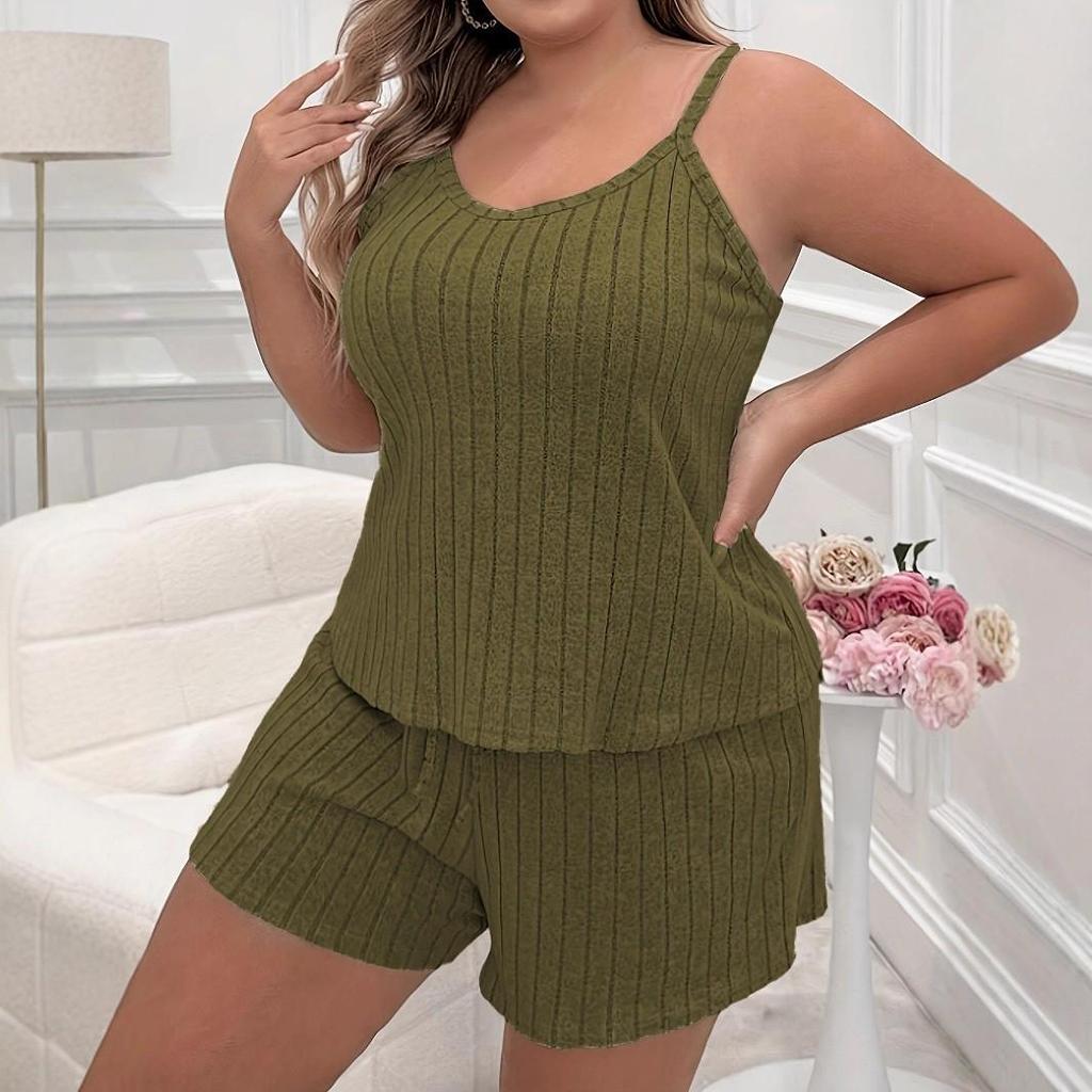 Women's Casual Solid Color Camisole Shorts Pajama Set