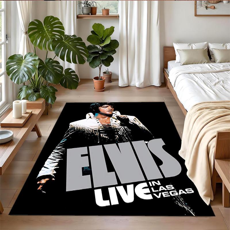 Tappeto in Peluche di Velluto di Cristallo con Stampa di Elvis Presley Anti?Indumenti da notte?Tappeto da Pavimento Resistente per Decorazione Domestica Interna