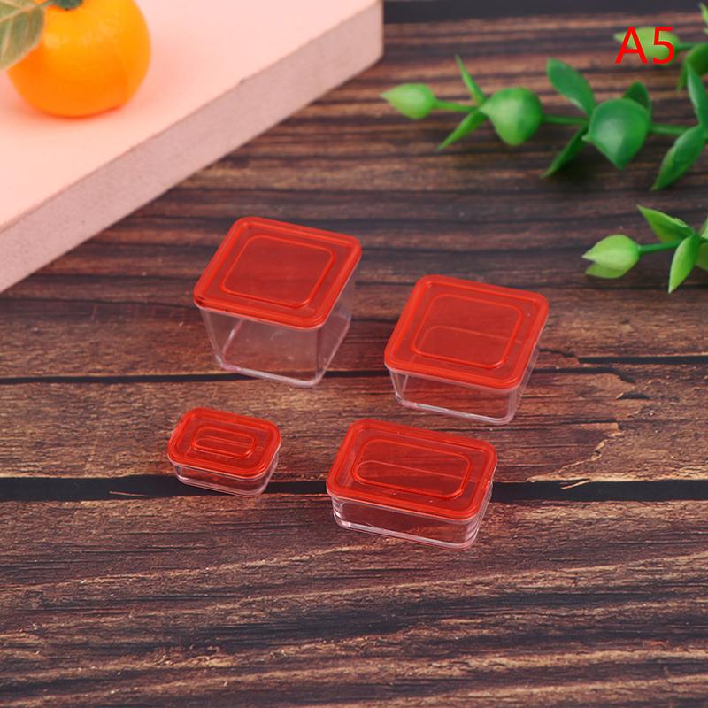 

4 шт. 1/12 кукольный домик мини свежий контейнер для хранения ланч-бокс модель кухонная посуда as the picture