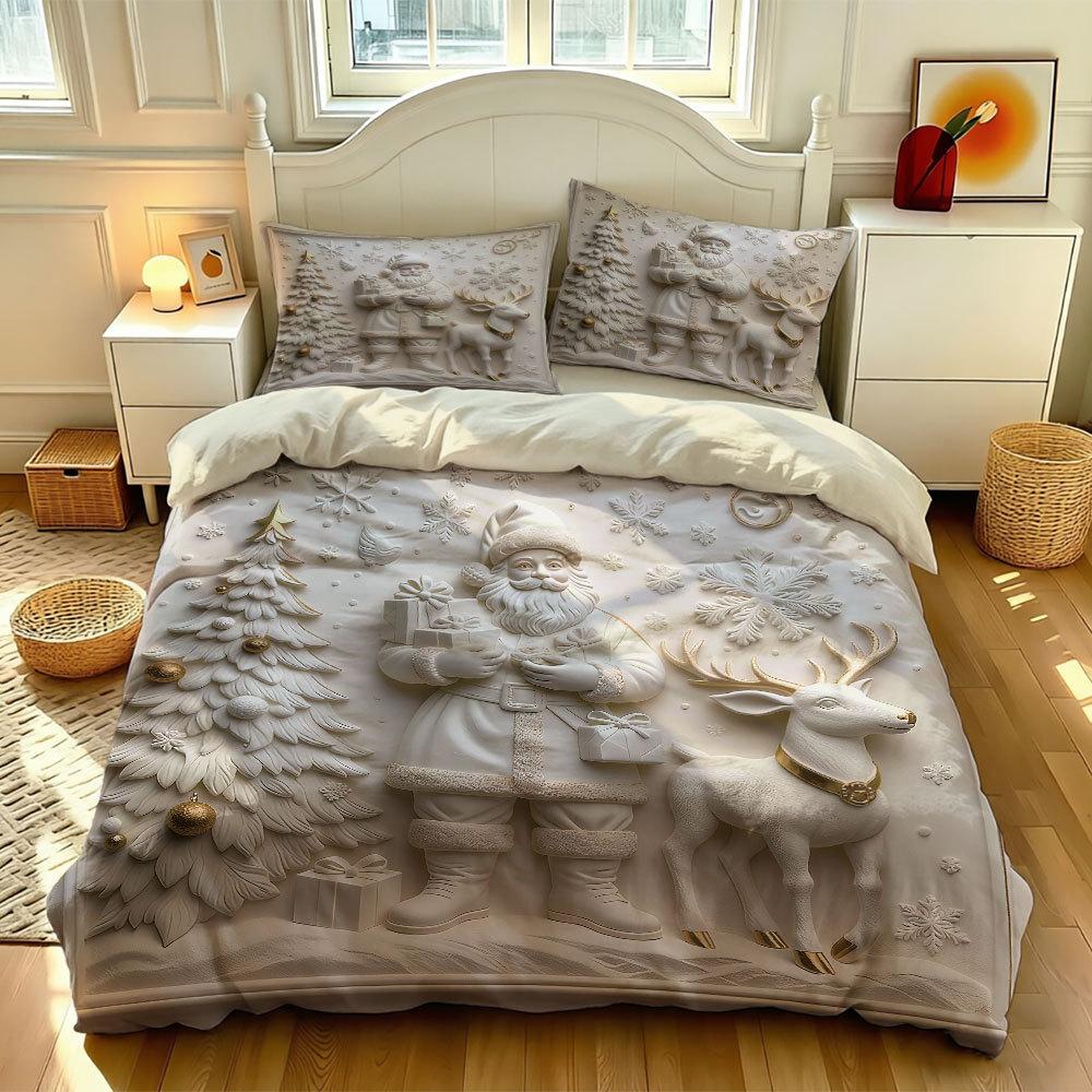 Christmas Printing Bedding Set Santa Claus Pattern Duvet Cover With pillowcase for Adult Teens Bedroom Decor multiple sizes