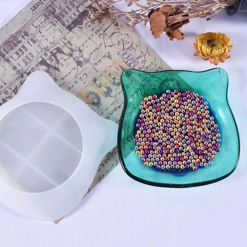New DIY Crystal Epoxy Resin Mold Irregular Shape Cat Tray Storage Box Silicone Mold
