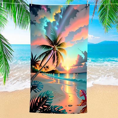 1Pc Summer Sunset Ocean Beach Towel Quick Dry Microfiber Landscape Bath Towel Large Sports Swim Towels For Pool Vacation Party