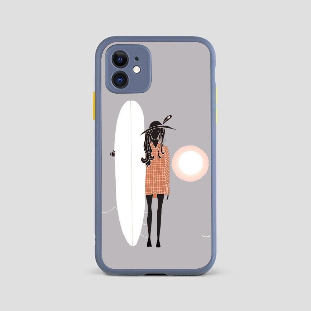 Beach Surf Girl Phone Case for iPhone 14 11 12 13 Mini Pro Max 8 7 Plus X XR XS MAX Translucent Matte Cover