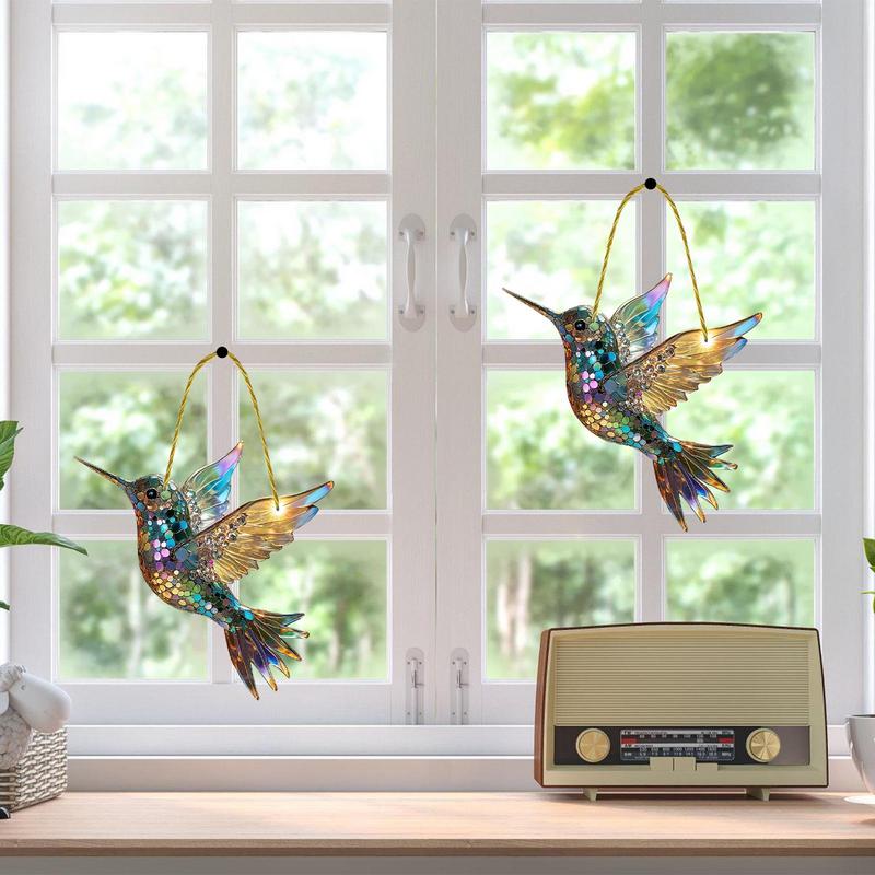 Bunter Kolibri Anhänger Acryl Fensterhänger Vögel Windspiele Garten Sonnenfänger Handwerk Vogelabwehr Dekoration