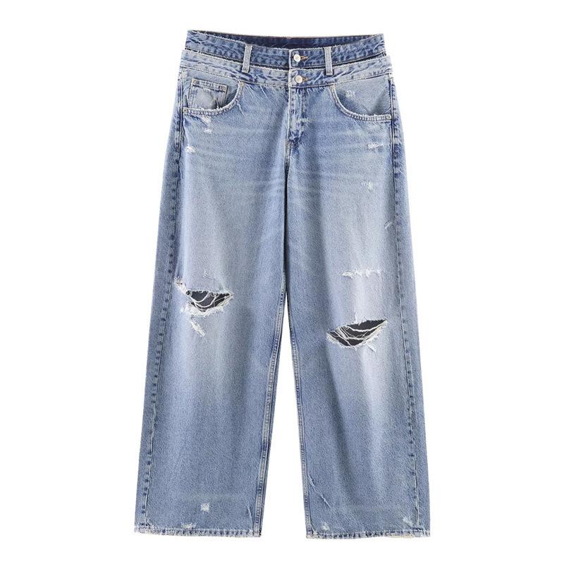 2026 Spring New Women s Fashion Casual Loose Mid-Waist Straight-Leg Jeans XS