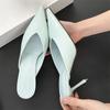 Sexy Elegant Shallow Pointed Toe Mule Women Slippers Pumps Fashion Thin High Heels Stripper Dress Ladies Shoes