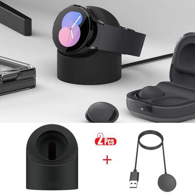 2 IN 1 Kompatibel mit Samsung Galaxy Watch 3 4 Ladeständer+USB Typ C PD Kabel Ladegerät Watch3 4 Ladegerät Silikonständer 45mm