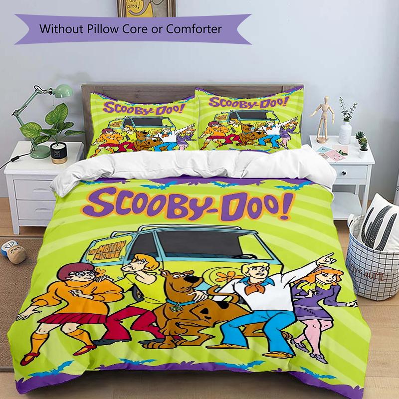 3-teiliges Scooby Doo Mystery Machine Bettwäsche-Set (1 Bettbezug + 2 Kissenbezüge Ohne Kissenkern), Hochauflösender Druck für Zuhause und Wohnheim.F