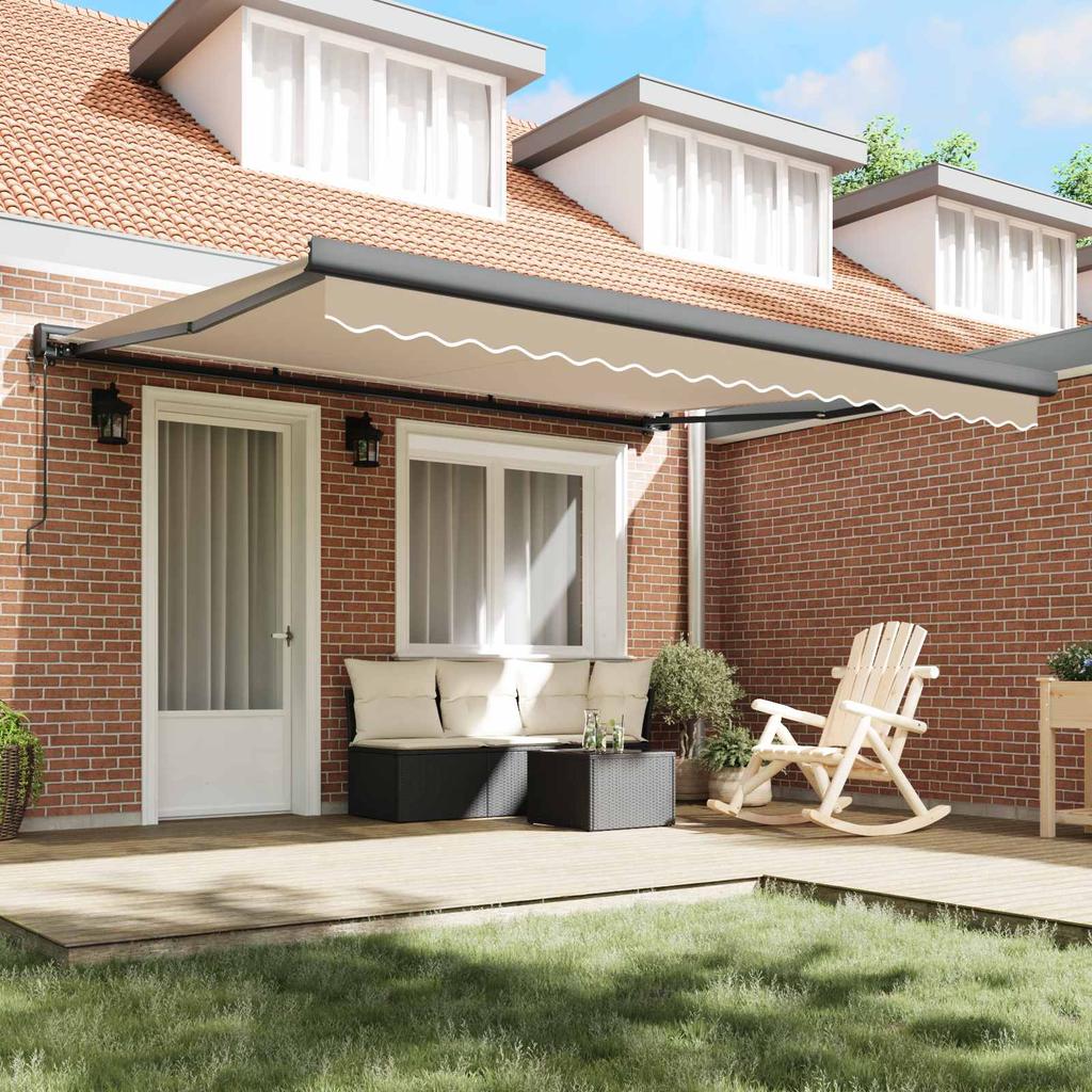Retractable Awning Beige 400 X 300 Cm Fabric and Metal