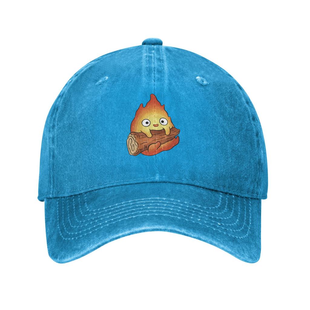 Calcifer Hiking Baseball Cap Structured Fit Sports And Fitness Vintage Washed Denim Hat