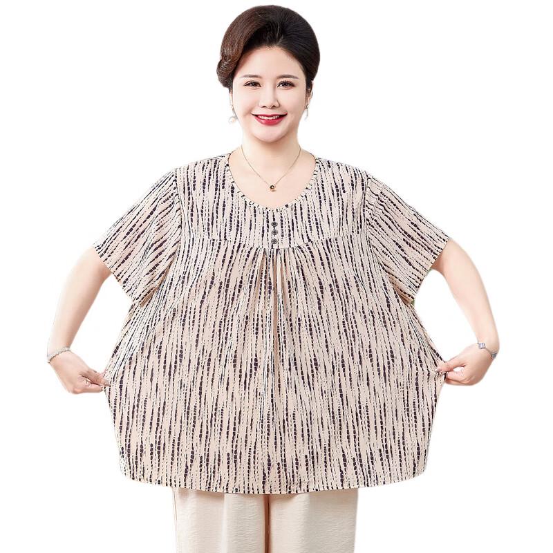 FENGXIAO Plus Size Summer Short Sleeve T-Shirt Top or Set for Moms