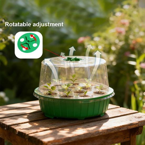 Caja de Plantación con Rejillas Ajustables para Control de Temperatura y Humedad Bandeja de Arranque de Plantas con Retención de Humedad Aislante Transparente Apilable
