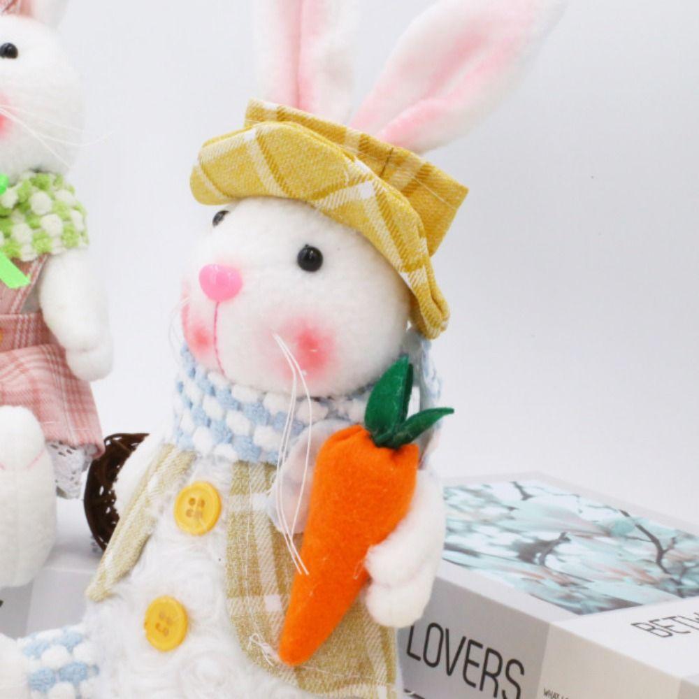 Cartoon Easter Plush Bunny Ornament Cute Doll Rabbit Figurine Decoration Easter Themed Decoration
