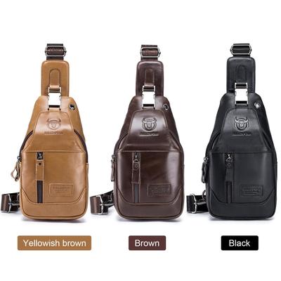 Sac à bandoulière en cuir pour hommes sac à bandoulière étanche sac à dos d'épaule de poitrine pour la randonnée à vélo