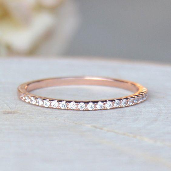 Δαχτυλίδι Μπάρα με Διαμάντια με Επίστρωση Ροζ Χρυσού για Ζευγάρια - Γυναικείο Στυλ με Υψηλές Πωλήσεις