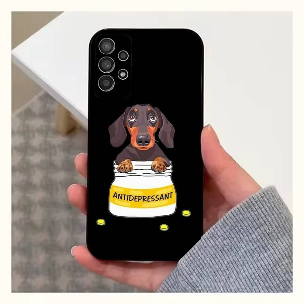 D-Dachshund S-Sausage Dog Case For Samsung S23,S25,S20,S10,S9,S21,S24,S22,Ultra,FE,Plus,Lite,Soft Silicone Black