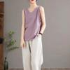 Women Vest Sleeveless Loose Pullover Soft Casual V Neck Solid Color