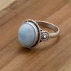 Larimar Gemstone 925 Silver Ring, Oval Larimar Handmade Women Ring, Gift For Her Anniversary, Statement Silver Ring