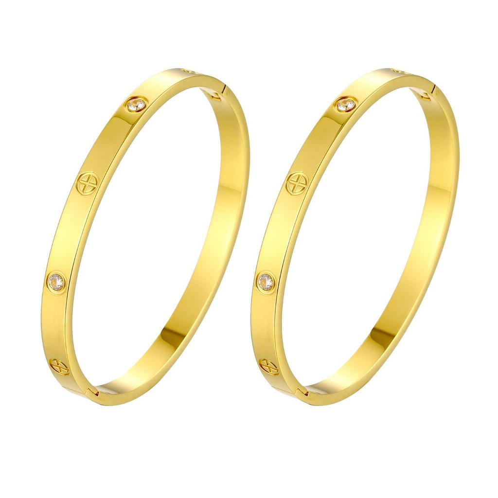 Neues vierblättriges Kleeblatt Titanstahl Paararmband Schlichter eleganter Titanstahlschmuck Edelstahlarmband