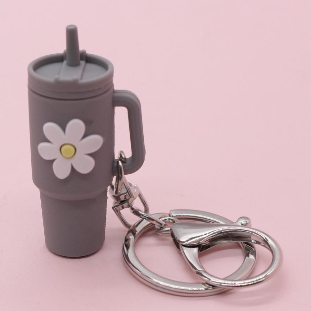 Popular Soft Rubber Stanley Cup Pendant Keychain - Creative Milk Tea Cup Keyring Available