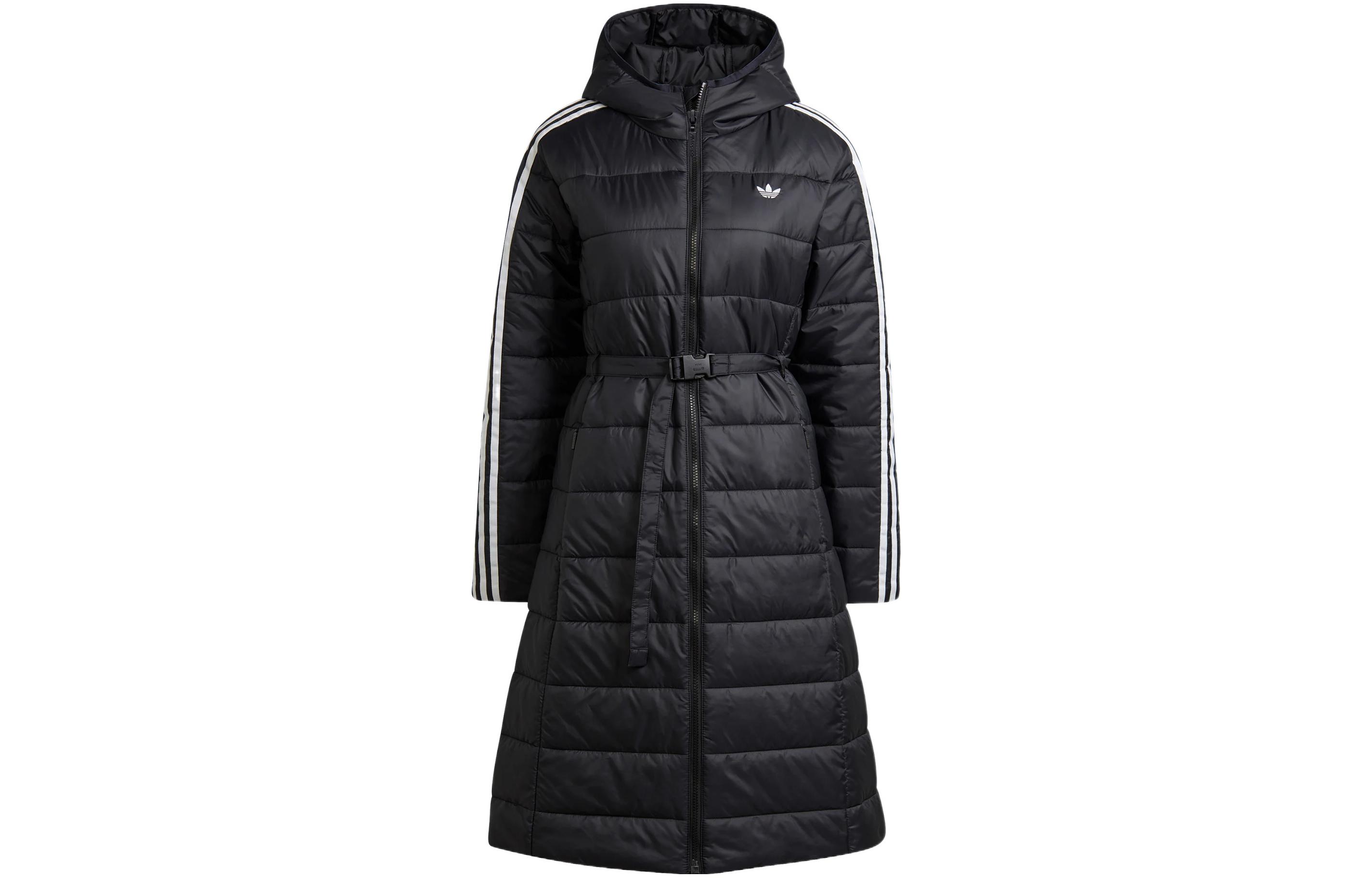 Adidas Originals Puffer Jackets Women s Black Hooded Moderate Puffer Jacket HK5253 M