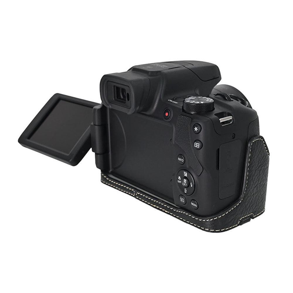 Für Canon SX70 HS PU-Leder Kamera Halbkörper-Tasche SX70HS Bodenöffnung Magnetischer Verschluss