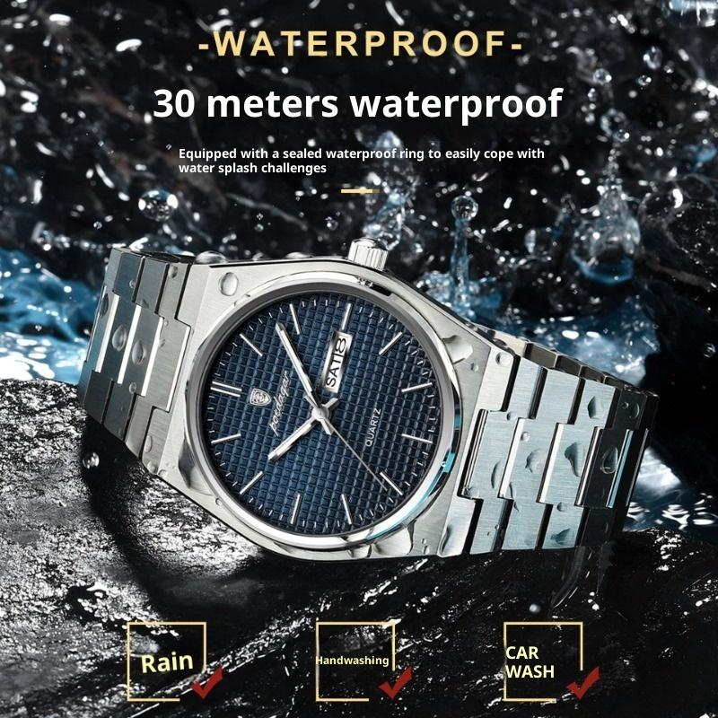 Topmarke Ultraflache Luxus Herrenuhr Wasserdicht Leuchtend Quarz Doppelkalenderuhr