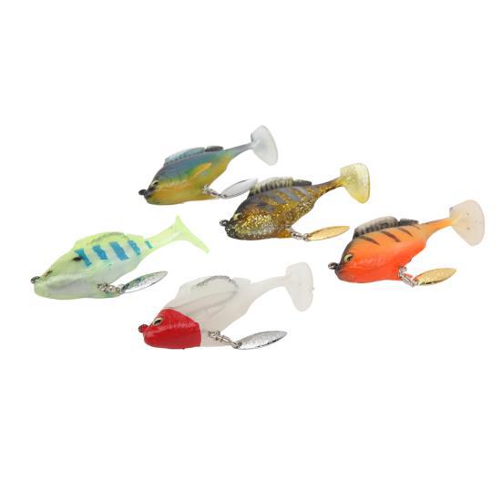 5pcs Soft Fishing Lures for Bass 18g 8cm Paddle Tail Swimbaits with Spinner Artificial Fishing Bait Lifelike Fishing Lures Kit 