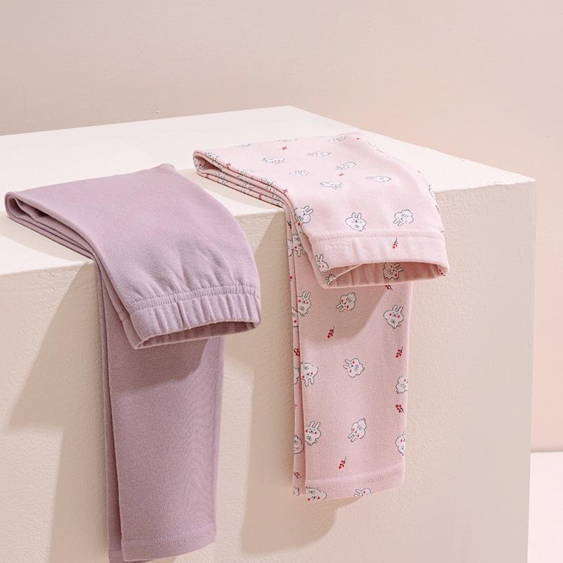 Zweiteiliges Set: Hochelastische, gebürstete Baumwoll-Leggings für Mädchen für Herbst/Winter