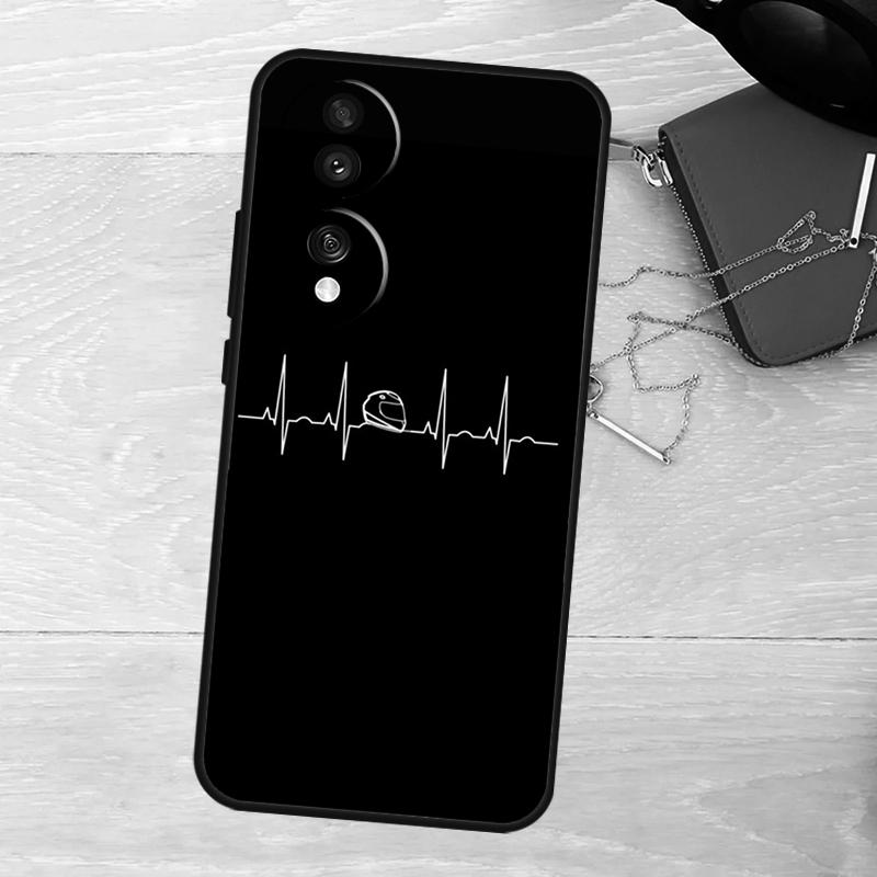 Motorcycle Heartbeat Case For Honor 200 400 Pro 50 70 90 Lite X9a X9b X9c X9d X8a X8b X8c Magic 5 6 7 8 Pro Cover