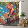 2D Flat Naruto Anime Sakura Haruno Tree Village Scene Print Waterproof Shower Curtain For Bathroom Decor