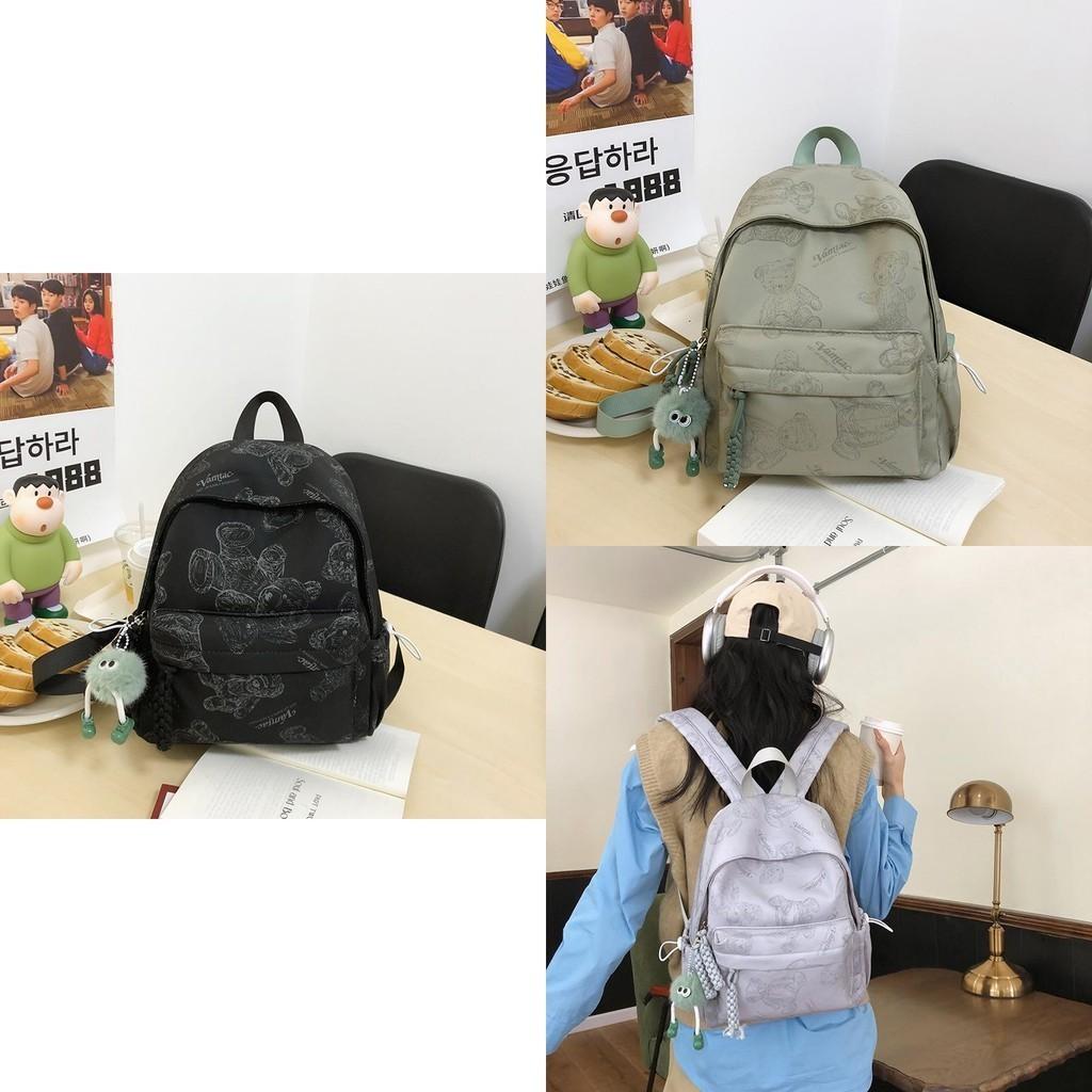 New Arrival Bear Pattern Dual Shoulder Bag Spacious And Versatile Bookbag For Travel Cartoon Anime Design Breathable Air Cushion Straps