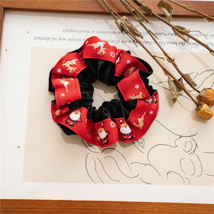 Jesienno-zimowa aksamitna świąteczna wstążka do włosów i opaska na głowę