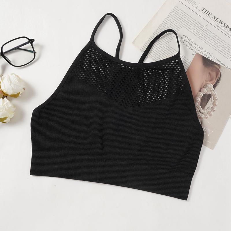 Sports Bras for Women High Support Seamless Ribbed Longline High Neck Sports Bra Racerback Padded Crop Top Yoga