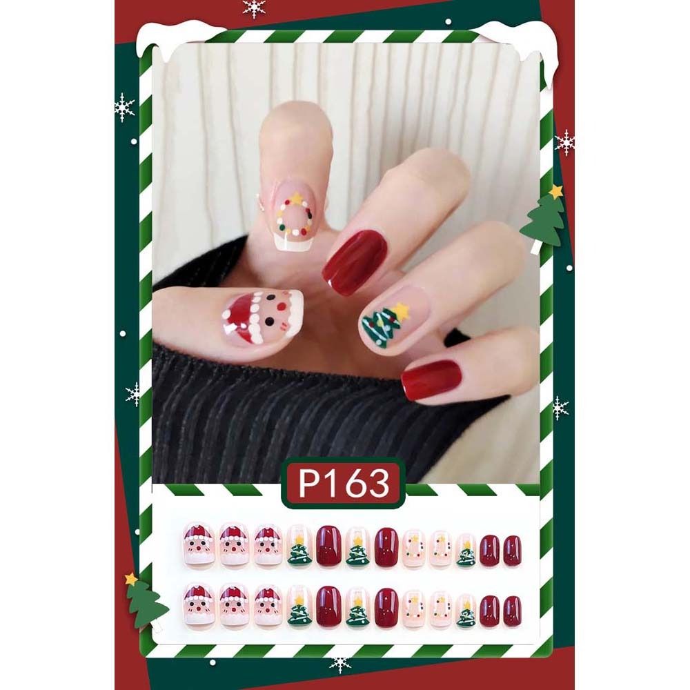 24Pcs/set Christmas Snowflake Christmas False Nails Christmas Fake Nail Extension  Manicurist