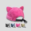 Cute Cat Ear Brimless Cap for Women Washed Distressed Denim Skull Cap Edgy Trendy Streetwear Beanie Summer Versatile Hip Hop Hat