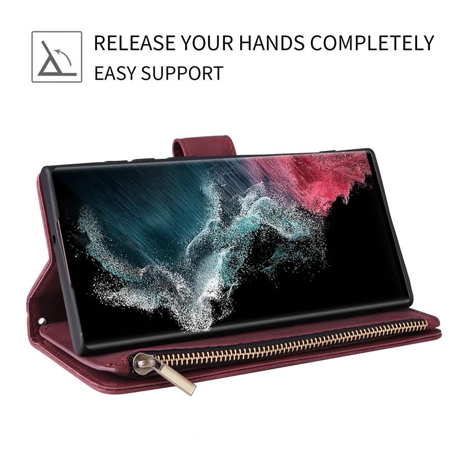 Luxury Wallet Zipper Magnetic Flip Leather Case For Samsung Galaxy iPhone Xiaomi Redmi Huawei Honor Google One Plus Cover