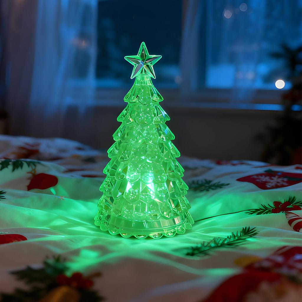 LED Crystal Christmas Tree Night Lights Mini LED Battery Operated Christmas Tree Night Night Lamp For Indoor Bedroom Living Room