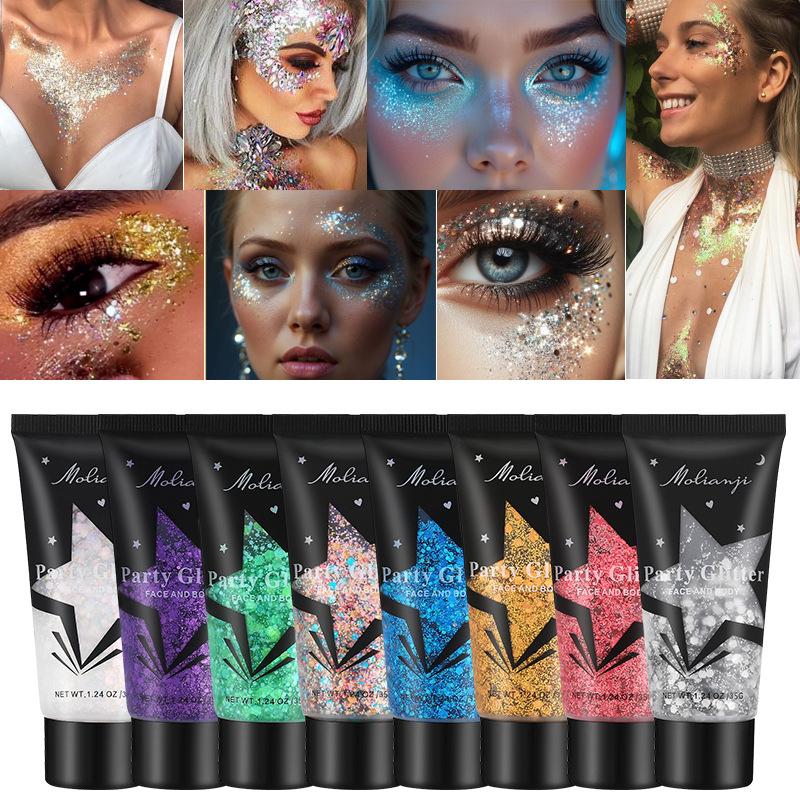 Ombre à paupières Gel Pailletée Nacrée - Maquillage Visage Scintillant pour Scène & Boîte de Nuit, Cosmétique Scintillant Pigmenté Longue Tenue