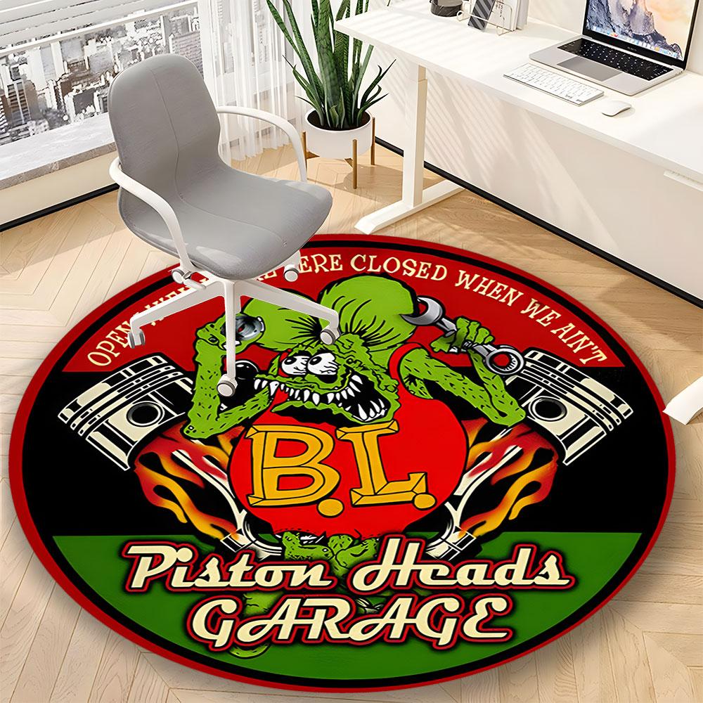 The Legend of Rat Fink Printed Round Rug – Non-Slip Round Floor Mat – Indoor Home Decor Rug