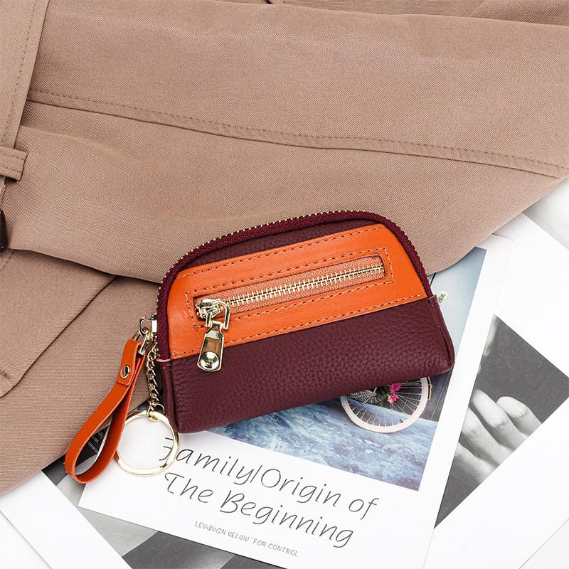 First-layer Cowhide Mini Coin Purse Women Small Exquisite Zipper Loose Large Capacity Key