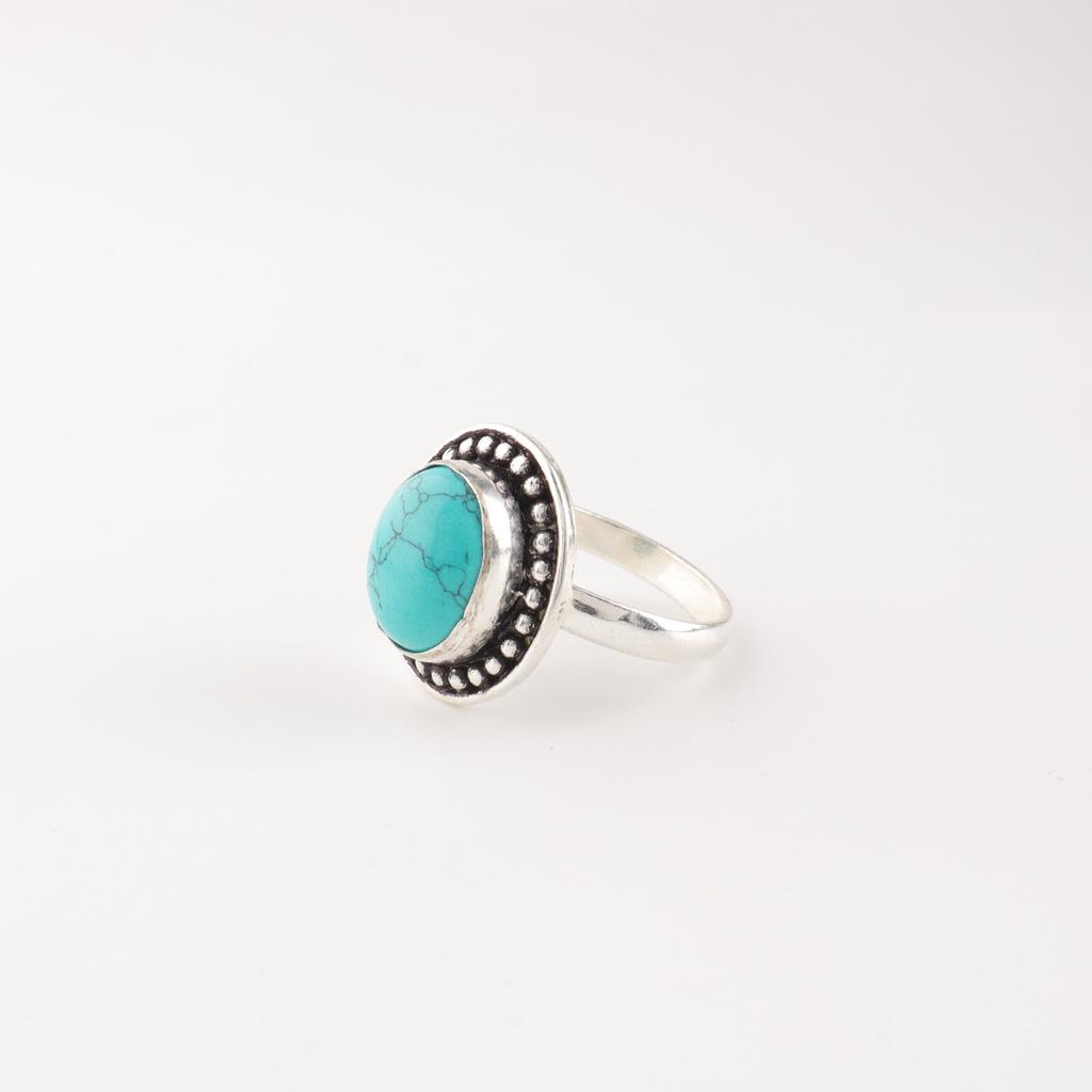 Blue Turquoise Gemstone 925 Sterling Silver Handmade Fashionable Ring For Women RR-62-38