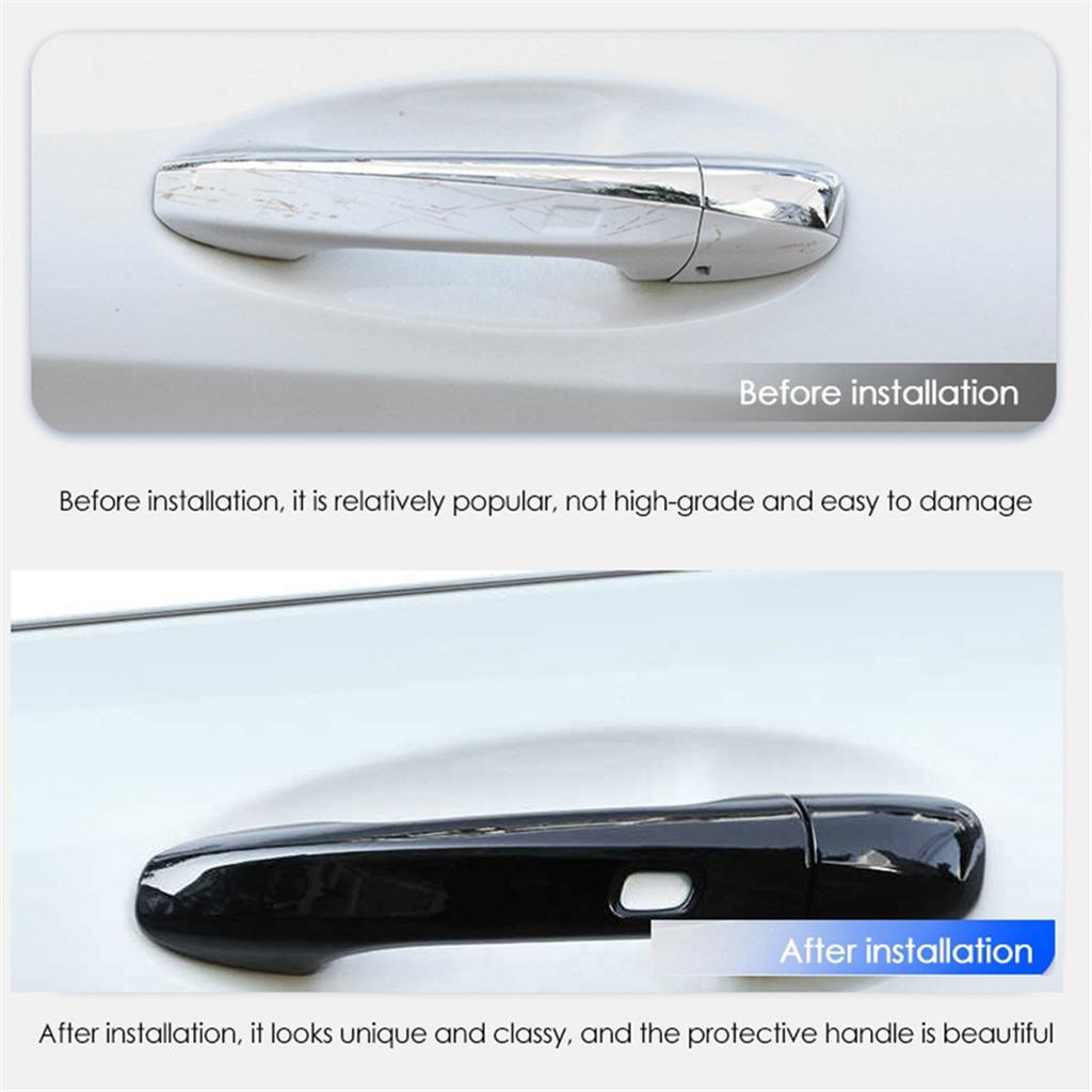 4Pcs Outer Door Handle Cover Trim Stickers for Mercedes Benz C E GLC GLB A B GLE GLS CLA GLA 15-24 4Doors with Holes A