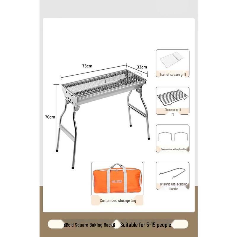 Portable Folding Stainless Steel Charcoal BBQ Grill