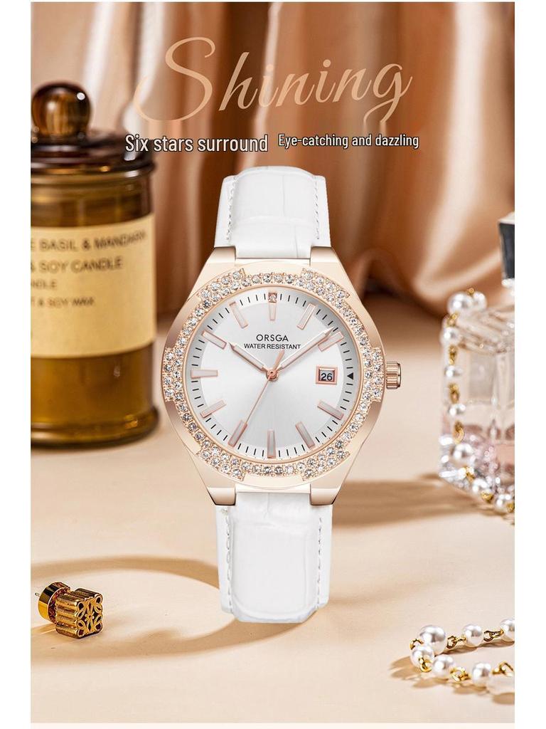 ORSGA Light Luxury Women's Rhinestone Calendar Quartz Watch