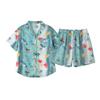 1011 Summer New Lyocell Pajamas Women's Short Sleeve Shorts Flower Print Pastoral Thin Loungewear Set