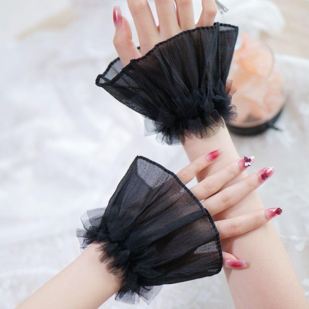 New Removable Flared Cuffs Tulle White Fake Cuff False Sleeve Ornaments Nail Art Accessories