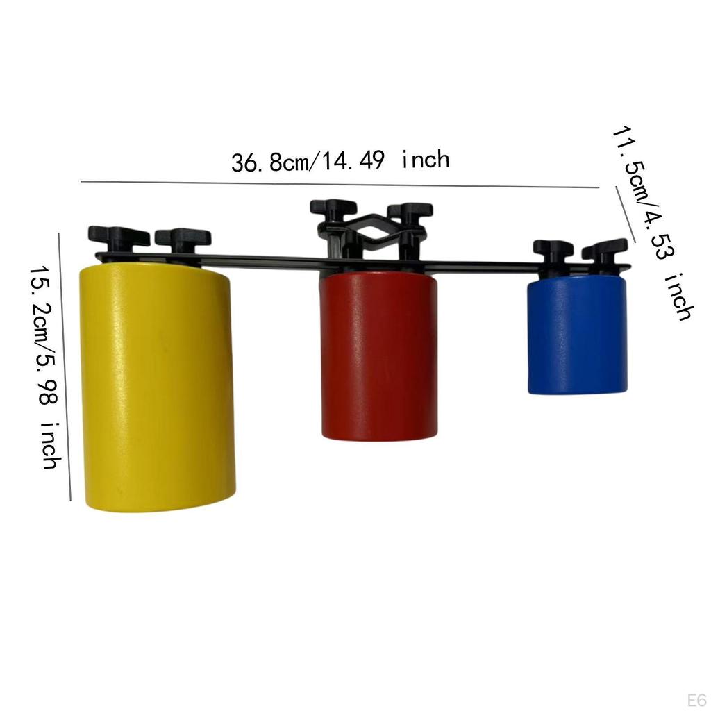3 Colors Cowbell High and Low Tone Clapper Set Stand Practical Drum Mountable